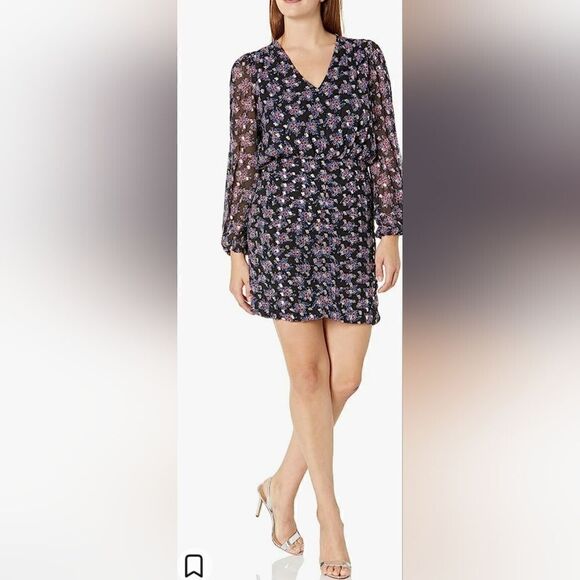 Shoshanna olaya dress - jet / pink / silver - size 8 - Picture 1 of 12